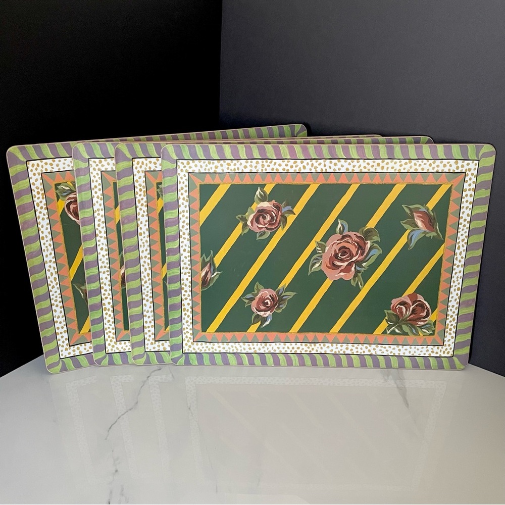 SET of 4 Torquay Rose Placemats by Mackenzie Childs